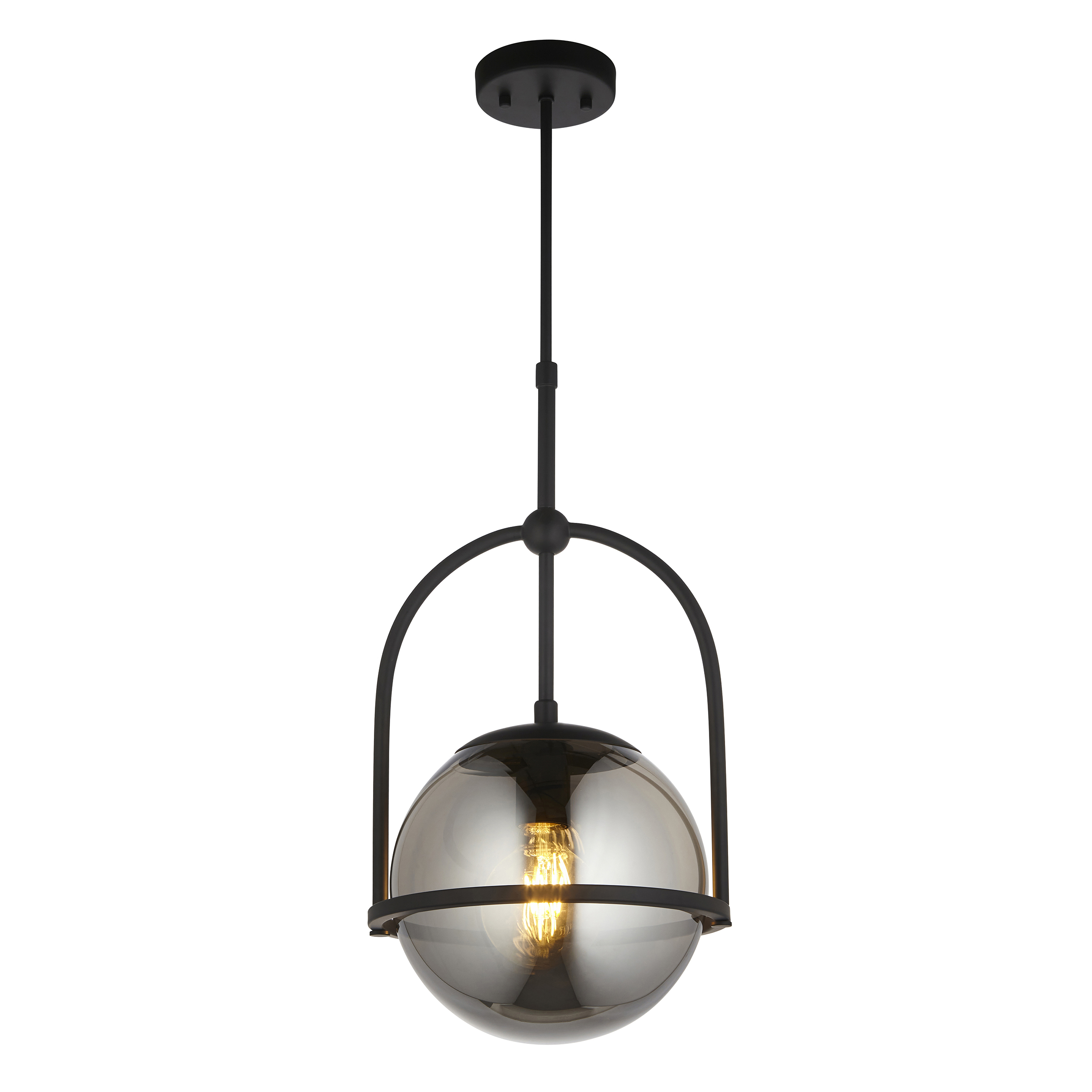 Finchale Juliet Matt Black Smoked Glass Pendant Light Tiah Lighting