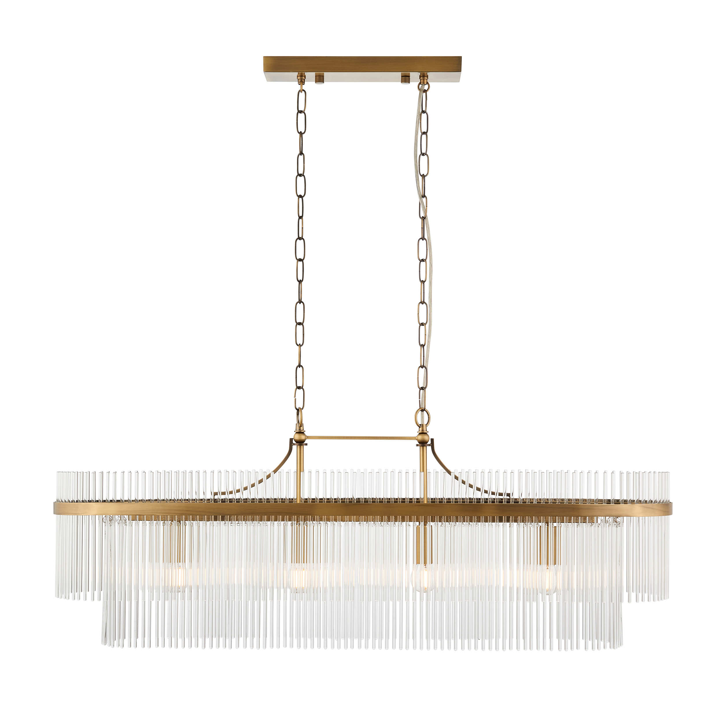 Endon Marietta Linear Pendant Antique Brass and Glass Rod 112573 - Tiah ...